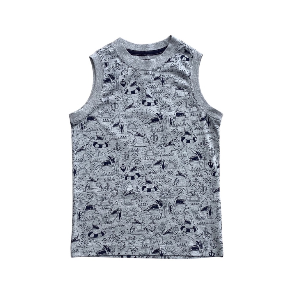 Gymboree Mix N Match Gray Ocean Shark Anchor Muscle Tank Shirt Sz 5-6 NWT